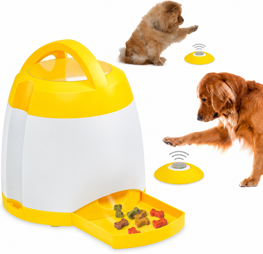 Dog Treat Dispenser with Remote Button – Interactive Memory Training Toy, Reward-Based Puzzle Feeder for Exercise, Mental Stimulation & Positive Dog Training