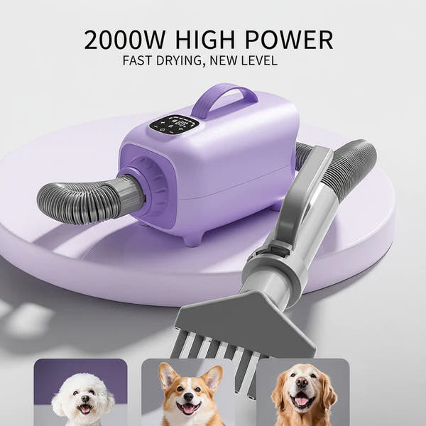 Dog drying tool with high power airflow for wet fur