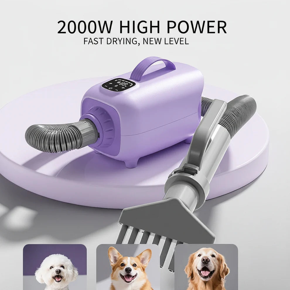 Dog drying tool with high power airflow for wet fur