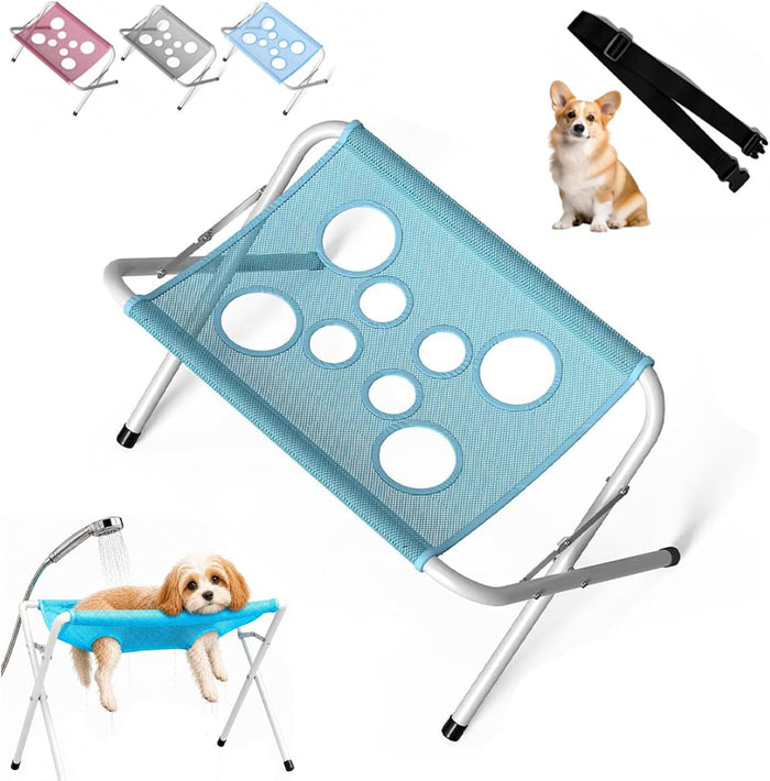 Dog Grooming Hammock with Foldable Stand for Small & Medium Dogs and Cats – Nail Trimming, Bathing & Pet Grooming