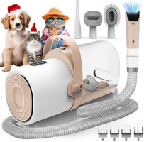 Dog grooming vacuum with clippers, 2.5L dust cup and 5 grooming tools for home pet grooming
