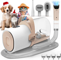Dog grooming vacuum with clippers, 2.5L dust cup and 5 grooming tools for home pet grooming