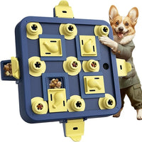 Dog puzzle toy with treat dispensing design for interactive play