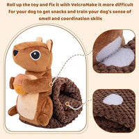 Squirrel dog toy for interactive play and boredom relief