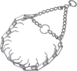 Steel Chrome Plated Dog Training Prong Collar 3.0 mm with Adjustable Links and Secure Chain Design for Medium and Large Dogs