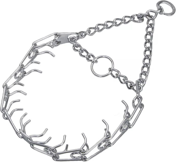 Steel Chrome Plated Dog Training Prong Collar 3.0 mm with Adjustable Links and Secure Chain Design for Medium and Large Dogs