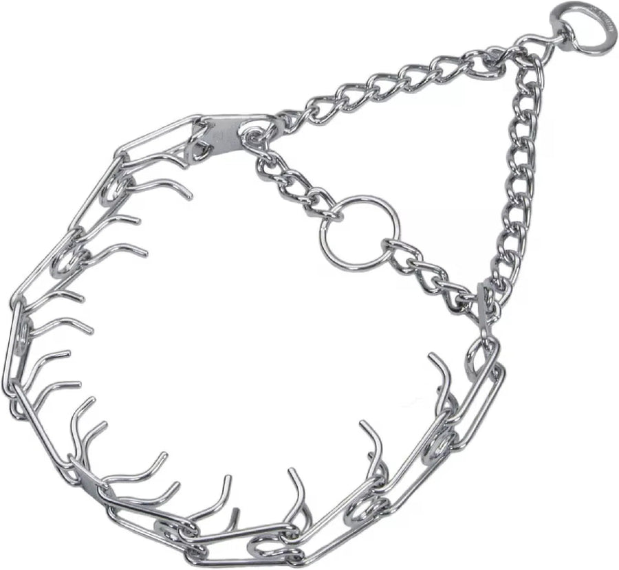 Steel Chrome Plated Dog Training Prong Collar 3.0 mm with Adjustable Links and Secure Chain Design for Medium and Large Dogs