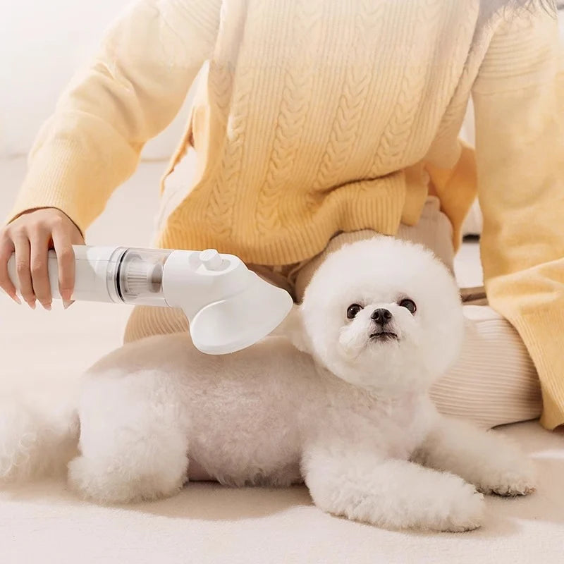 Dog vacuum cleaner for collecting loose pet hair during grooming