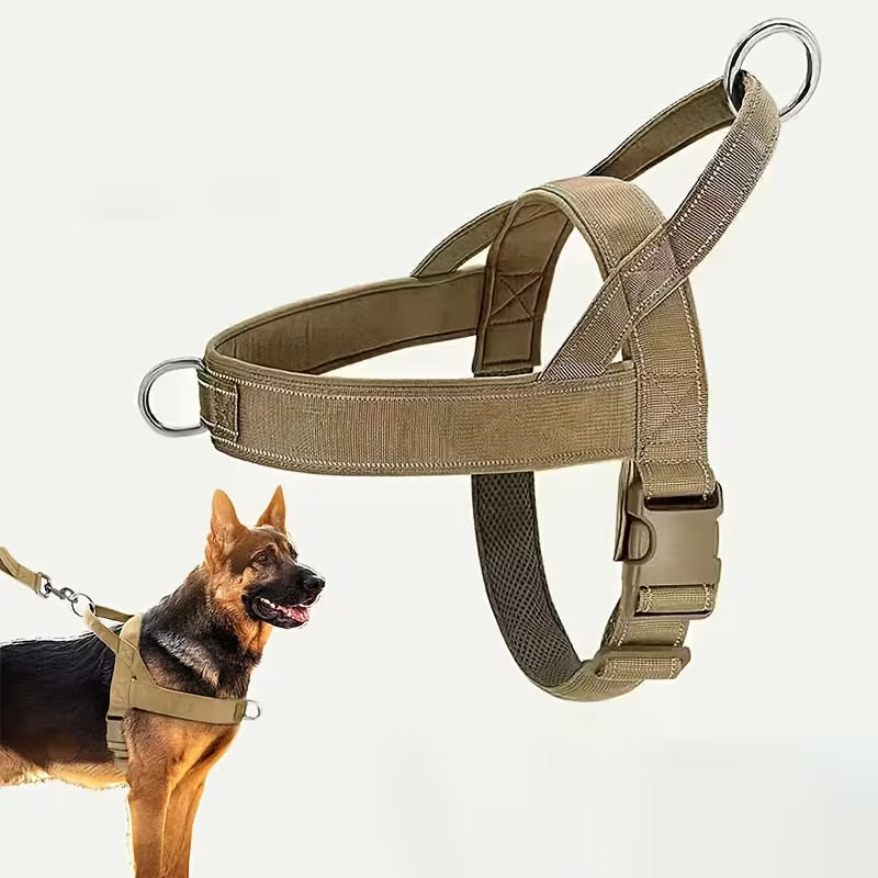 Nylon tactical dog harness for medium and large dogs with leash