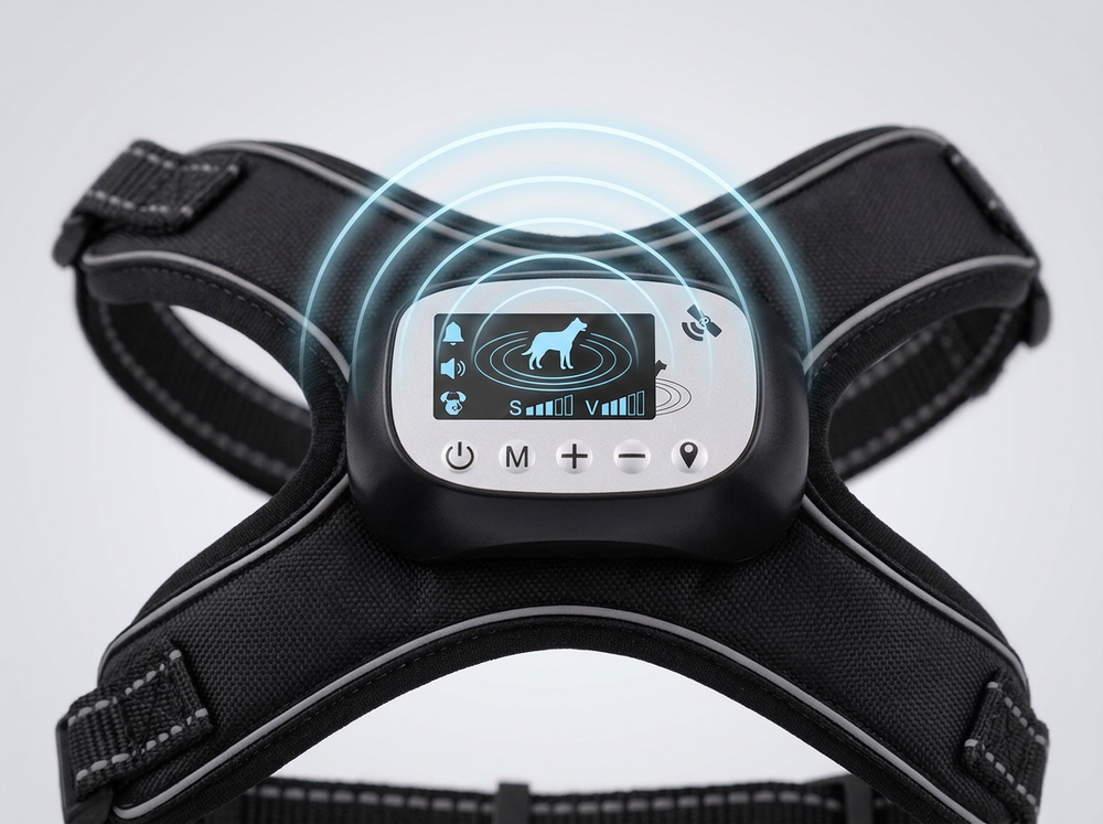 Smart dog training harness with integrated digital display
