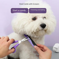 Needle comb for brushing and removing loose hair from dog coats