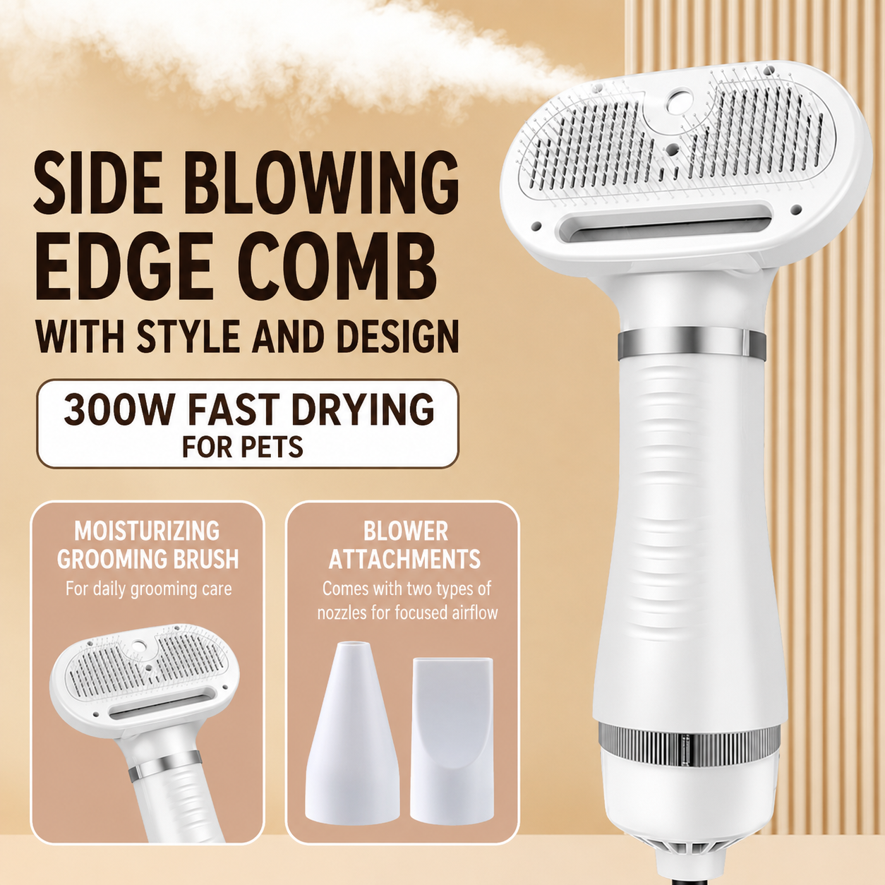 Dog hair dryer grooming comb for drying dog coats after bathing