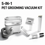 Pet grooming vacuum kit with trimming tools for maintaining dog coats