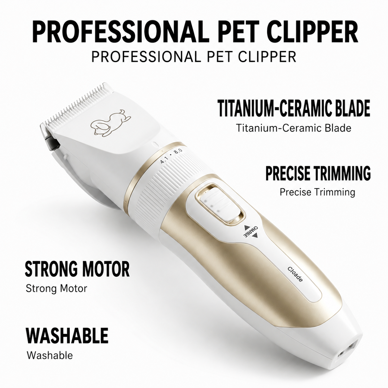 Electric dog hair clipper for trimming and maintaining dog coats at home