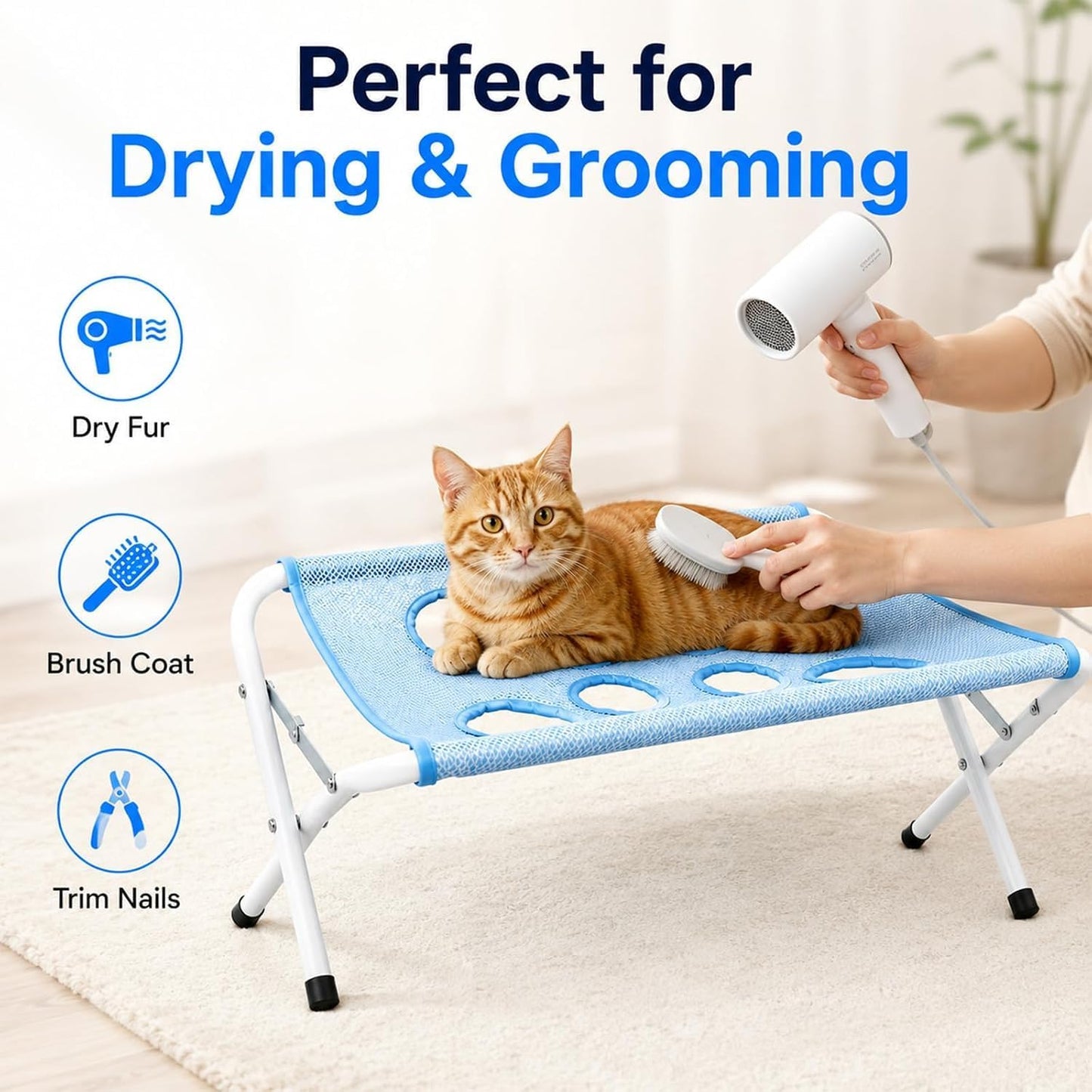 Dog grooming hammock providing paw access for convenient pet nail trimming