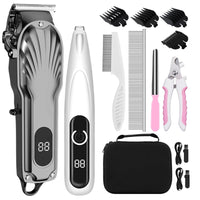Electric dog grooming shaver set with hair trimmer and low-noise paw hair clipper
