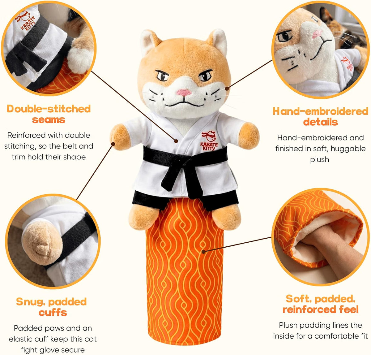 Cat wrestling toy designed for pouncing grabbing and batting activities