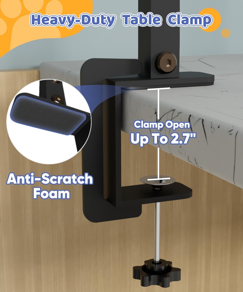 Adjustable dog grooming arm extending up to 43 inches wide