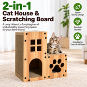 Farmhouse cardboard cat cave house for cats and kittens