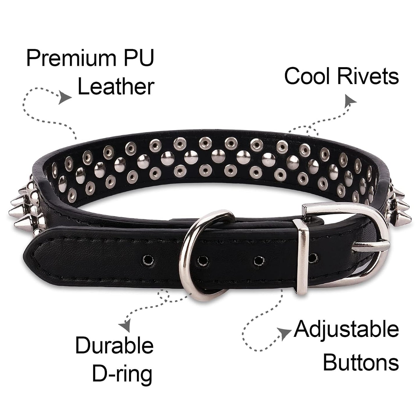 Adjustable fashion dog collar with leather style chain design