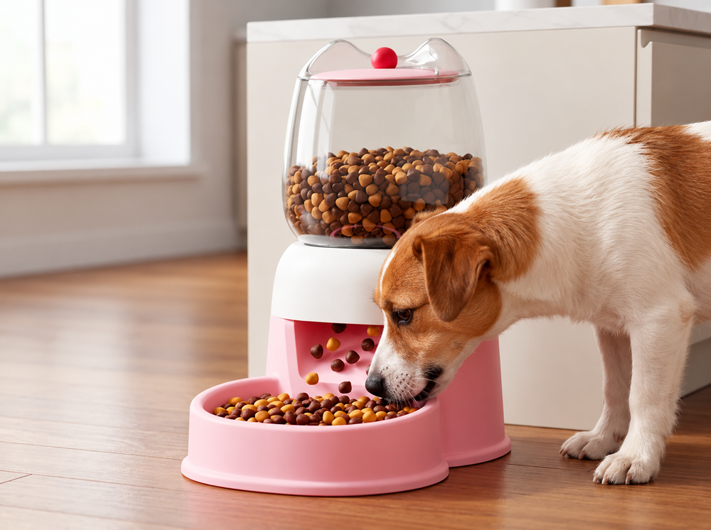 Two in one pet feeding station with separate food and water sections