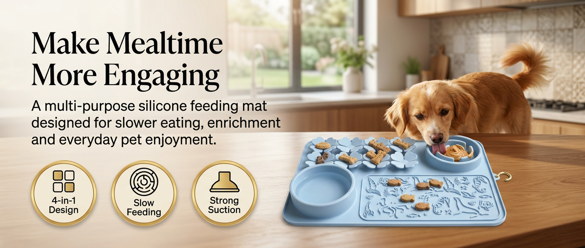 Silicone dog lick mat slow feeder in modern home