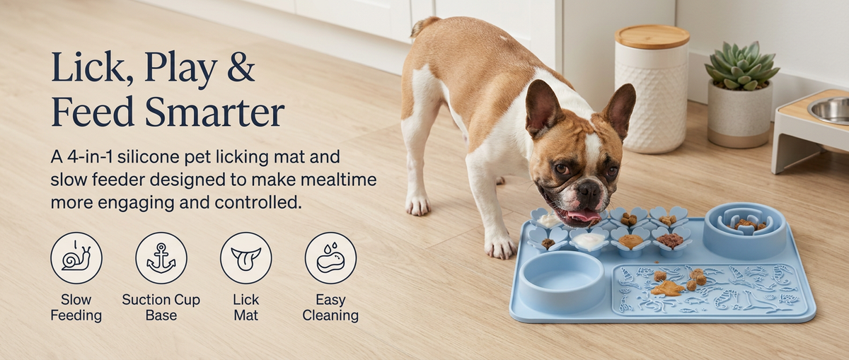 4 in 1 silicone pet licking mat slow feeder with suction cups