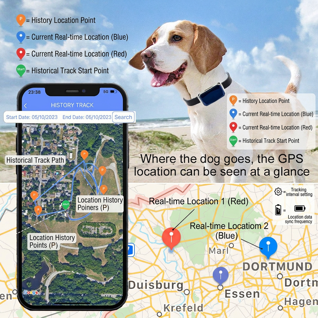 G12 dog tracker with wearable collar design for pet location monitoring