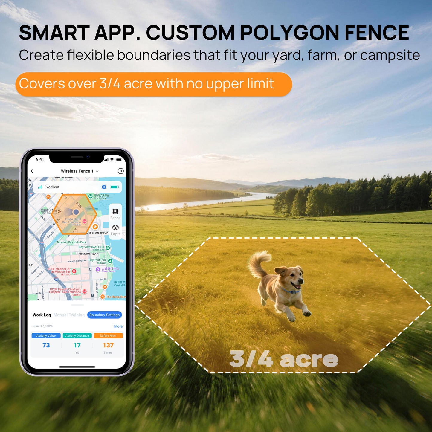 GPS dog tracker with electronic fence and safe zone control