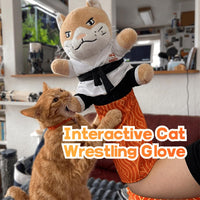 Cat puppet toy encouraging grabbing pouncing and interactive play