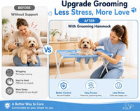 Multi-purpose pet grooming hammock for bathing nail trimming and routine pet care
