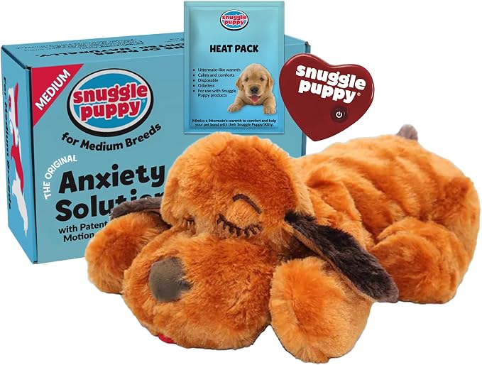 Brown heartbeat puppy toy with soft plush design for medium breed dogs
