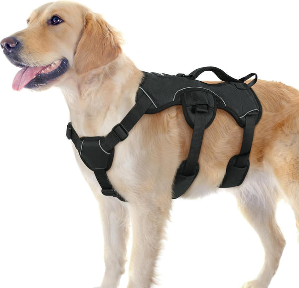 Large dog tactical harness vest for outdoor walking and training