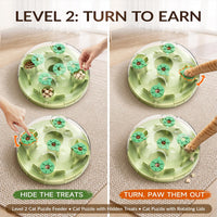 Indoor cat boredom buster toy with rotating food dispensing design