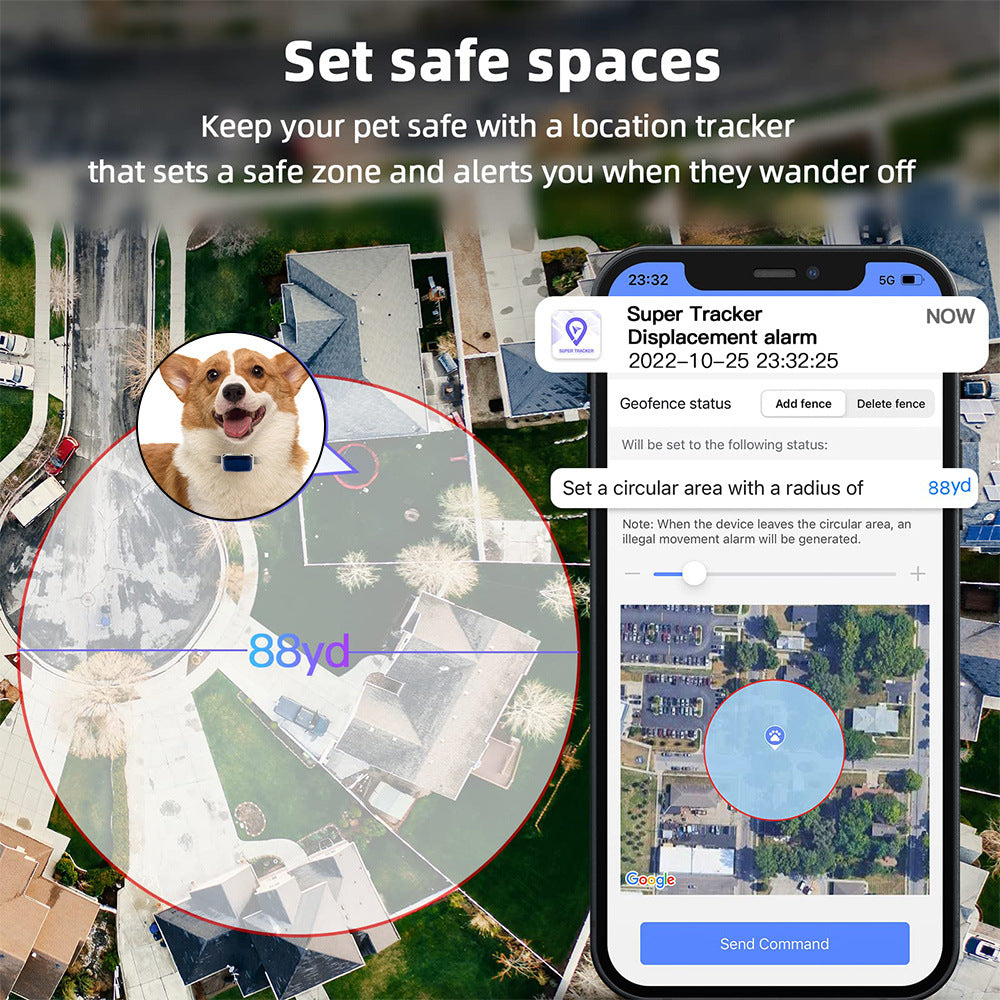 IP67 pet tracker for dogs with waterproof and dust-resistant construction