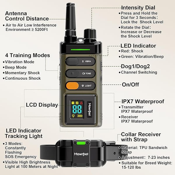 IPX7 waterproof e-collar for indoor and outdoor dog training