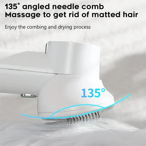 Dog hair dryer comb for post-bath drying and grooming at home