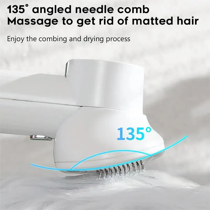 Dog hair dryer comb for post-bath drying and grooming at home