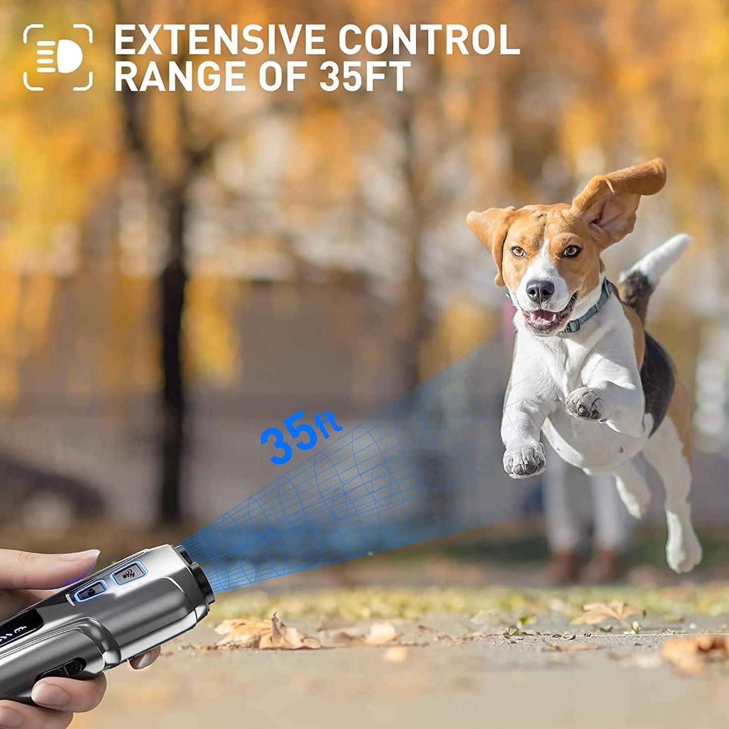 Portable ultrasonic dog bark deterrent for walks home and outdoor training