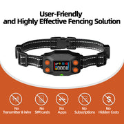 Electronic dog fence collar showing its original control buttons