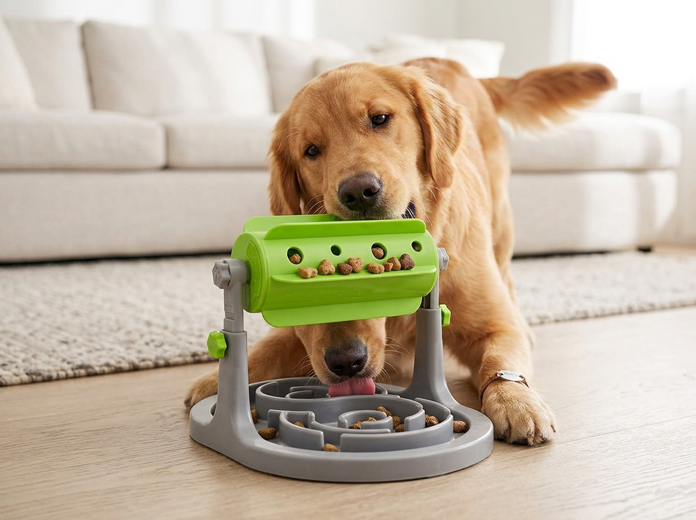 Interactive treat toy slow feeder for dogs