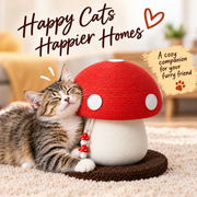 Mushroom cat scratching post with interactive rope ball