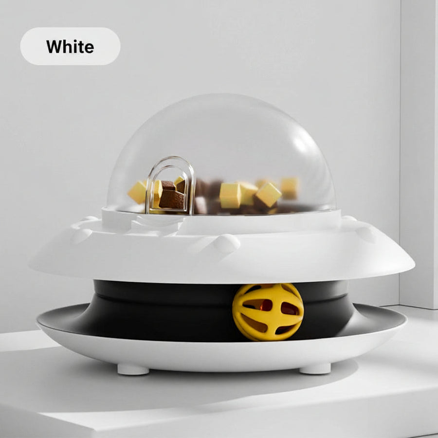 Automatic Cat Turntable Treat Dispenser Toy – Electric Interactive Cat Teaser with Snack Puzzle, Freeze-Dried Treat Feeder & Self-Play Educational Toy for Indoor Cats