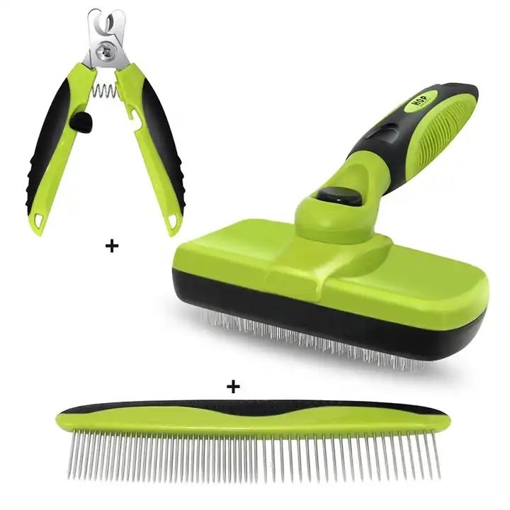 Dog grooming comb set for routine coat care and loose hair removal