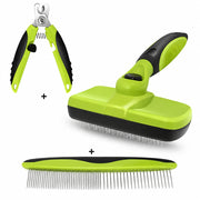 Dog grooming comb set for routine coat care and loose hair removal