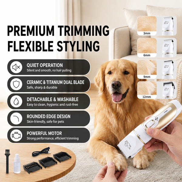 Pet hair trimmer for regular dog coat grooming and maintenance