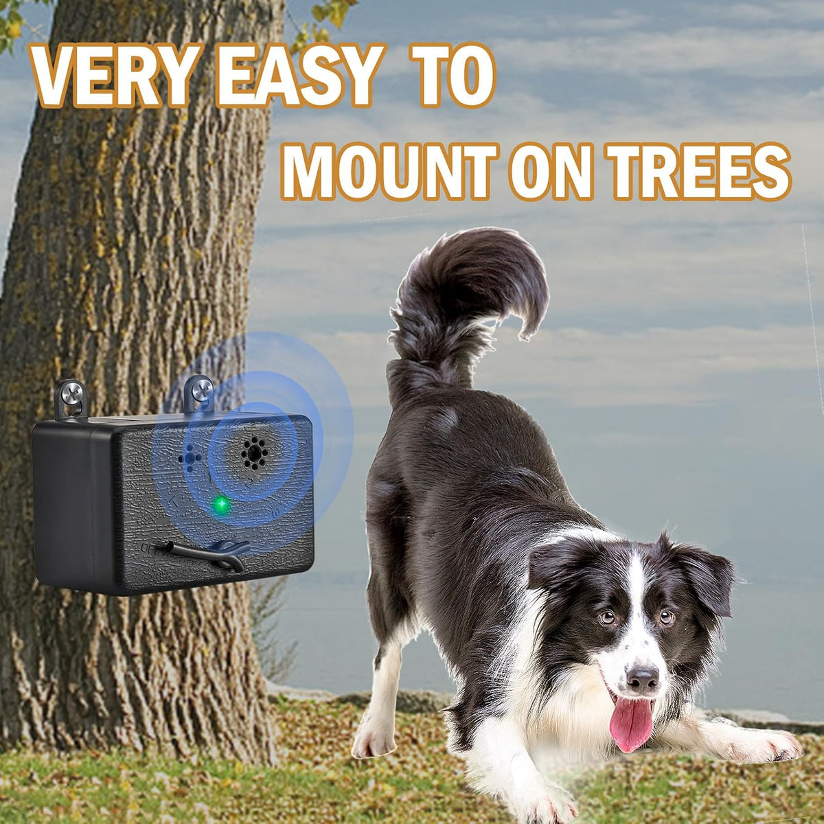 Outdoor bark deterrent device for garden yard and dog training areas