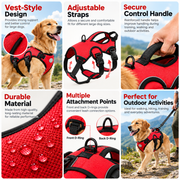 Large dog tactical vest harness with adjustable straps and secure fit