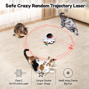 Interactive cat toy combining automatic laser play and whack a mole feather activity for indoor cats
