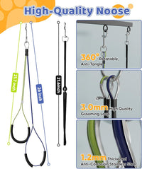 Dog grooming arm with two loop nooses for pet positioning